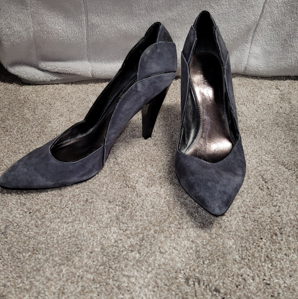 Nicole Miller New York Navy Suede Heels